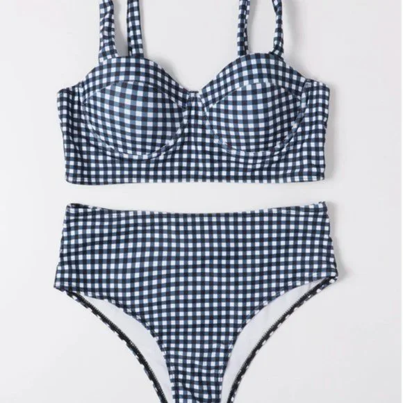 Gingham Push Up High Waisted Bikini Swimsuit - Picture 3 of 7